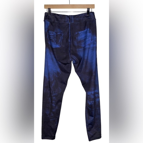 Flamingo Denim Look High Waisted Sports Leggings Dark Wash Size 2XL(14/16) - Picture 2 of 7